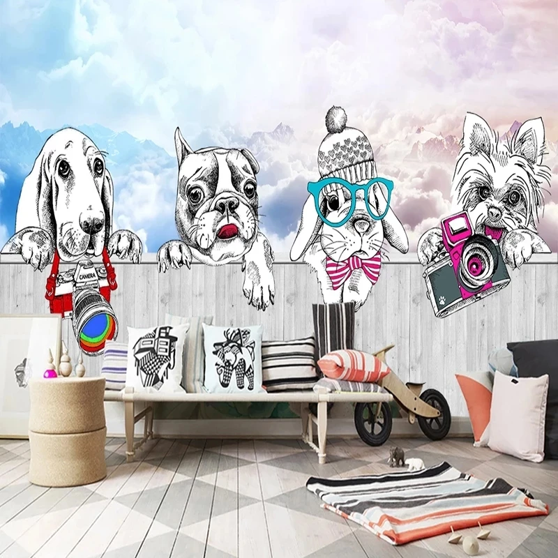 Customized Photo Wallpaper 3D Cartoon Animal Puppy Children Room Mural Living room sofa TV background wall bedroom restaurant 8d