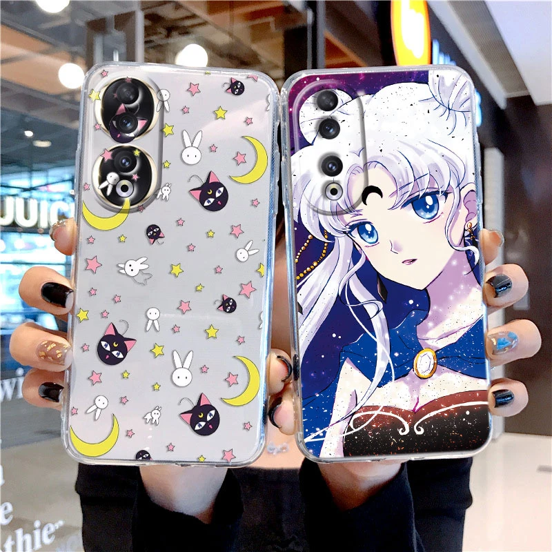 Sailors Moons Rabbit Girl Cat Cute for Honor 90 Lite 200 Pro X5 Plus Phone Case Anime Silicone Printed Transparent Clear Cover