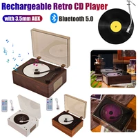 Reproductor de CD Retro, altavoz inalámbrico recargable con Bluetooth 5,0, reproductor de música portátil para el hogar, USB, 3,5mm, AUX, reproductor de CD de escritorio para teléfono