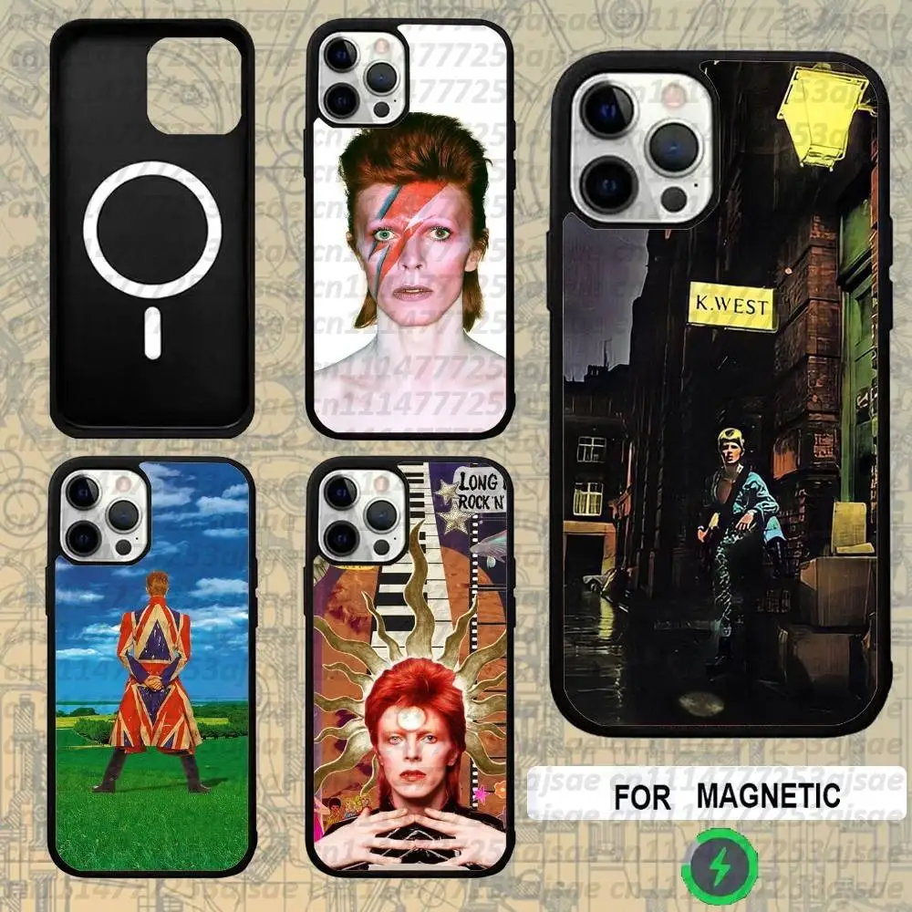 D-David Rock B-BowieS For Magsafe Wireless Charger Case For iPhone 18,15,16,17,13,14,11,12,Pro,Max,Plus,E,Air,Mini Magnetic