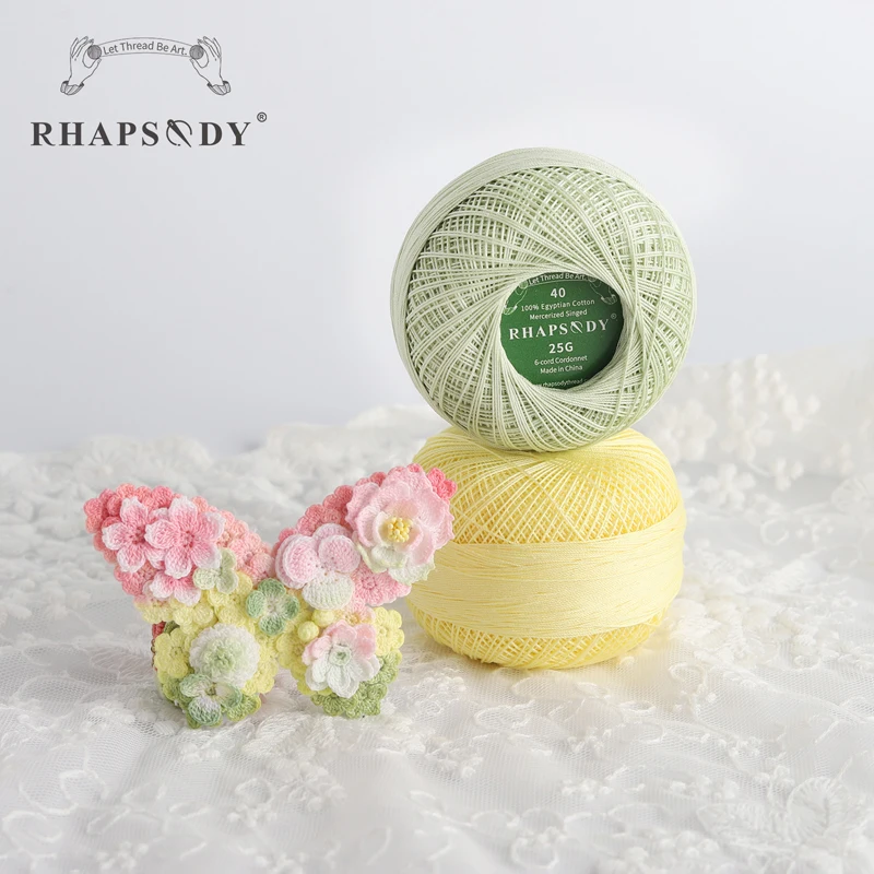 Rhapsody # 40 rozmiarów bawełniana nić do szydełkowania Premium do rzucania Needlepoint DIY Knitting Lace Quilting Sewing Mercerized 300Yds Ball