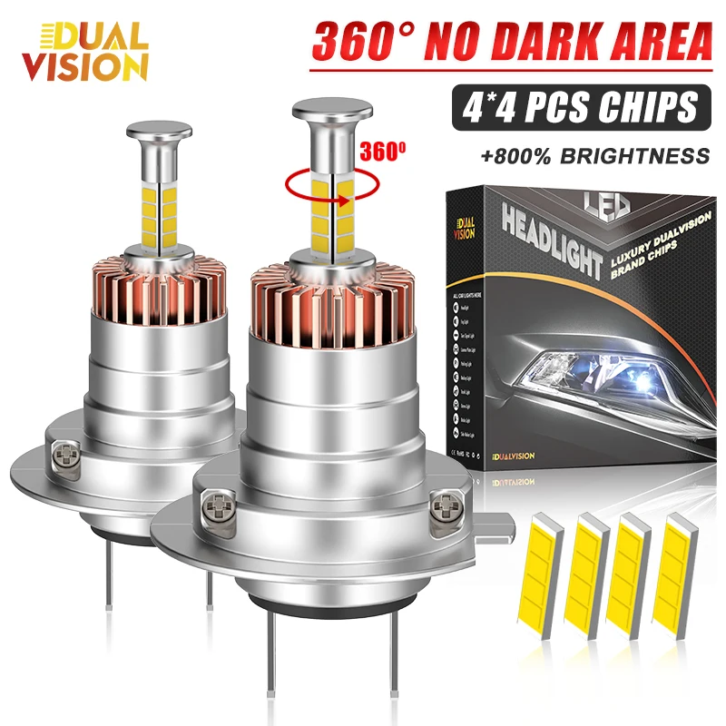 

360 H7 Светодиодные лампы для фар Мини Беспроводные 2500 Вт 4-сторонние CSP Светодиодные автомобильные фары Автодиод 1:1 Turbo Mini LED H7 Лампы 12 В 24 В