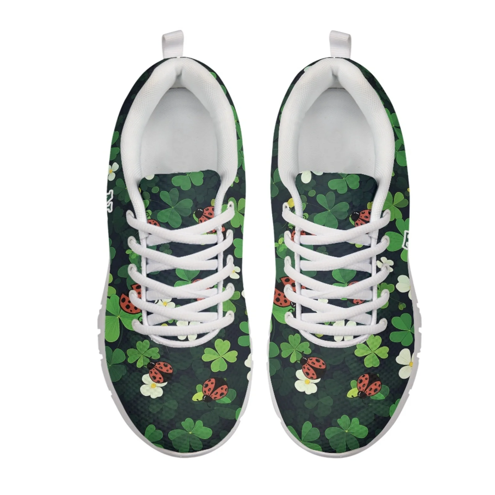 Coloranimal St. Patrick's Running Shoes Featuring Clover Ladybug, Breathable Mesh Sneakers for Men Women for Daily Work Travel