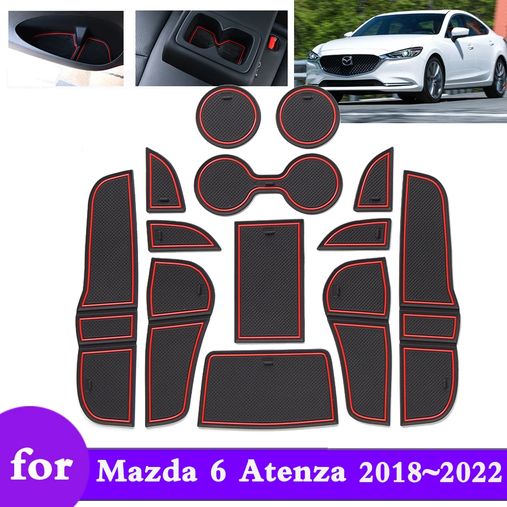 

Rubber Mat Door Groove Cup for Mazda 6 Mazda6 Atenza 2018 2019 2020 2021 2022 Anti-slip Gate Slot Hole Car Sticker Accessories