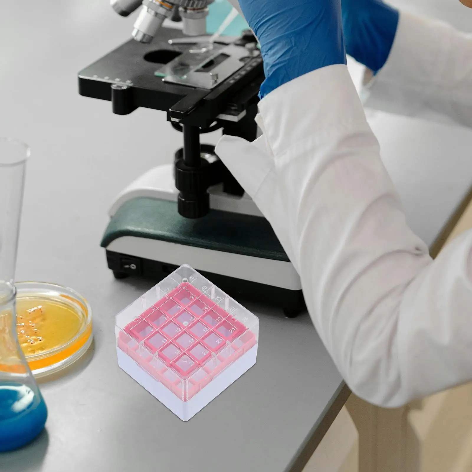 صندوق الفريزر المبرد مختبر قارورة تخزين الحاويات أنبوب المبرد صناديق المبرد أنابيب الاختبار عرض درجة حرارة البلاستيك