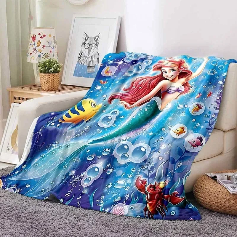 The Little Mermaid Blanket Girls Soft Fluffy Throw Children Adult Sofa Plush Quilt Girl Bedspread Throw Blanket for Sofa Gift