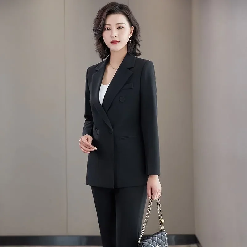 

Insozkdg Women Suits Spring Autumn New High End Business Fashion Temperaennt Slim Solid Blazer + Pants Office Suit Set Women