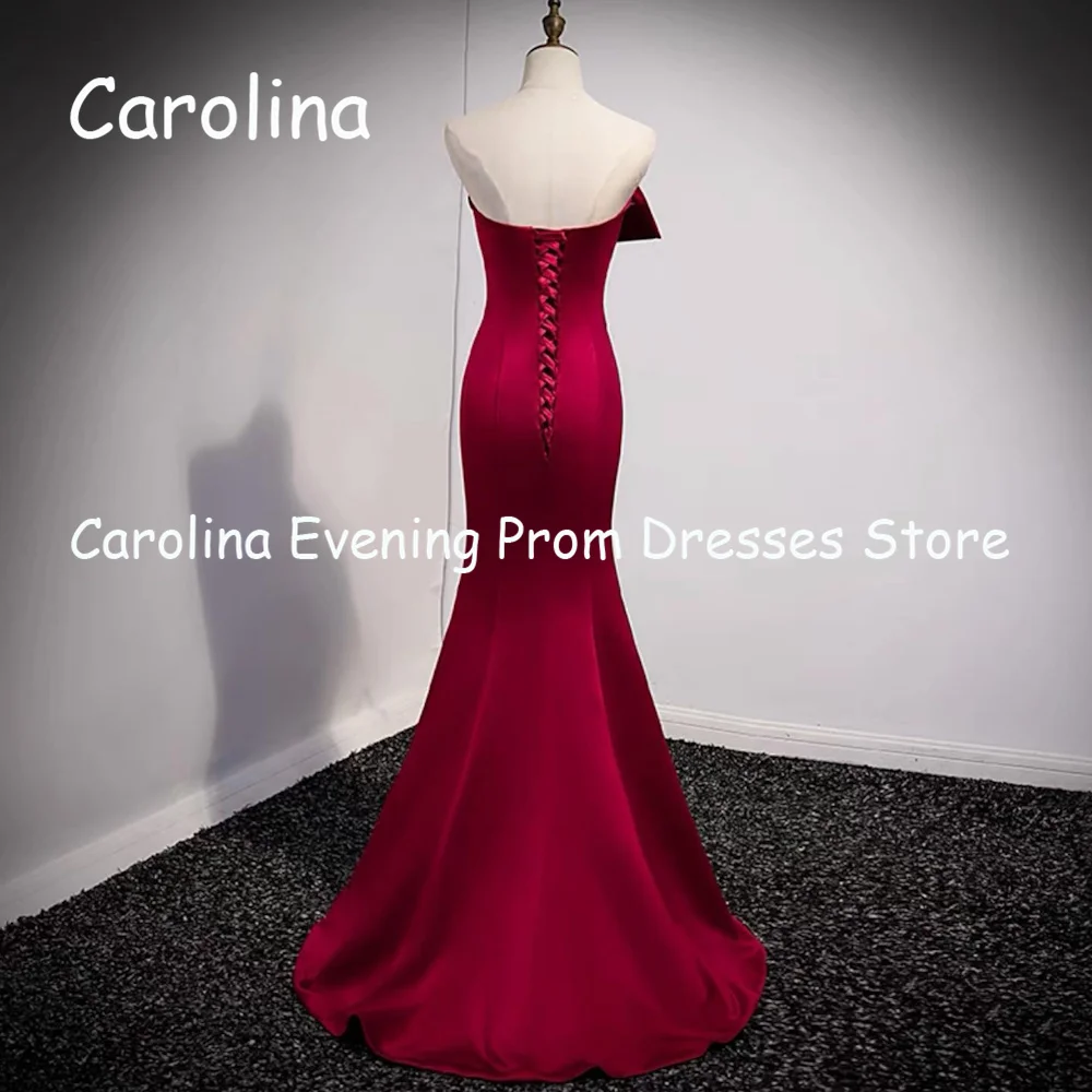 Carolina Satin Mermaid Strapless Ruffle Floor-length Prom Gown luxury Evening Formal Elegant Pretty Party Dress for Women 2023