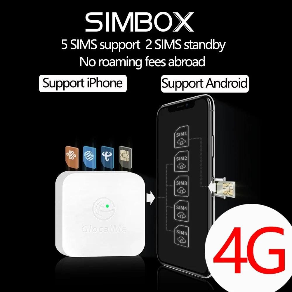 Global Glocalme SIMBOX Roaming Killer 4SIM Slots 2SIM Activate Online SIMADD for i Phone 6-14pro Max and Android SIM at Home