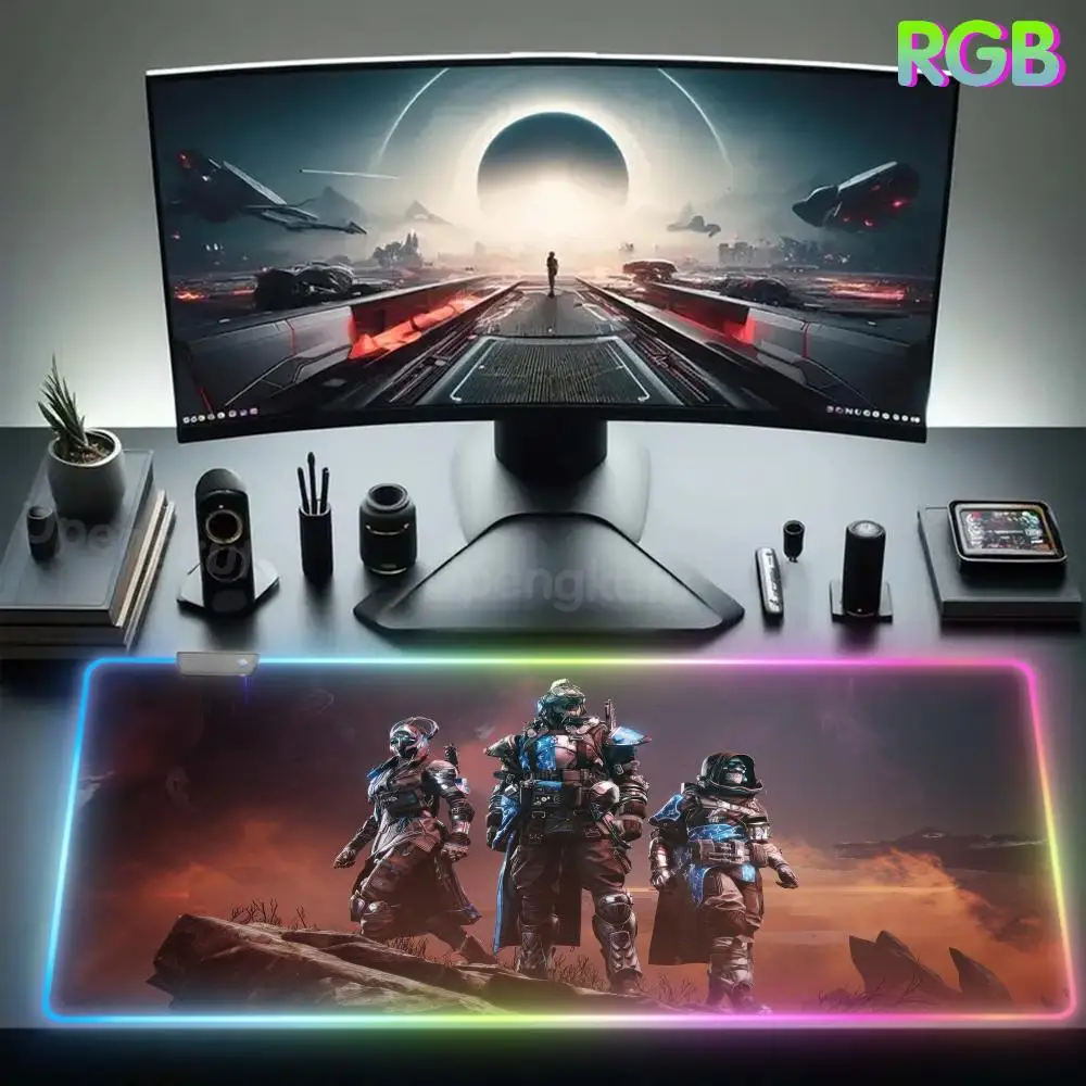 

D_destiny 2 Mouse Pad Large Gaming Compute RGB Rubber Mouse Pad Durable Desktop Pad LED One Piece Mouse Pad Lamp Pc Gamer