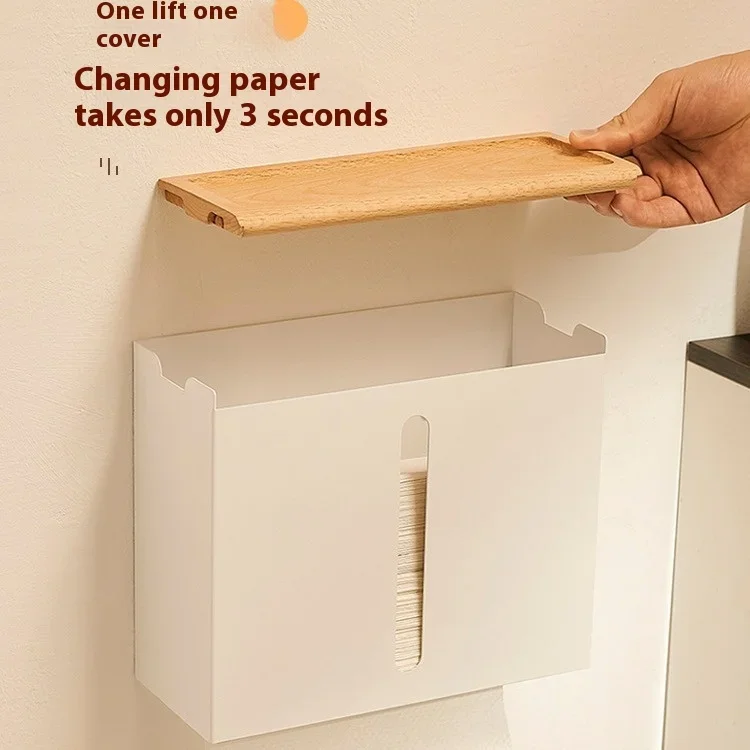 Caja de papel para limpieza de inodoro, papel higiénico no perforado montado en la pared, caja de extracción de papel higiénico, inodoro de cocina, caja de almacenamiento para hotel