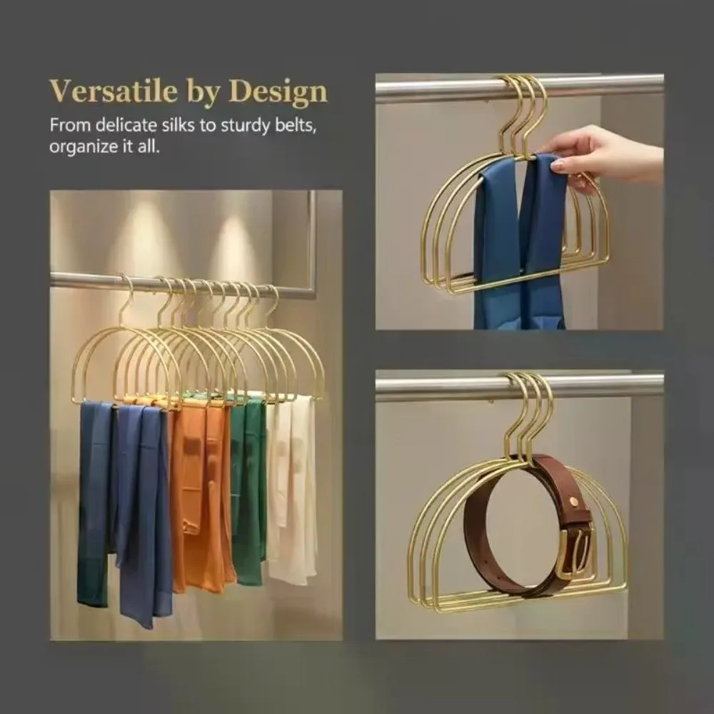Multi-function Gold Scarf Hangers Half Round Iron Pants Shelf Smooth Polished Finish Tie Hooks for Adult