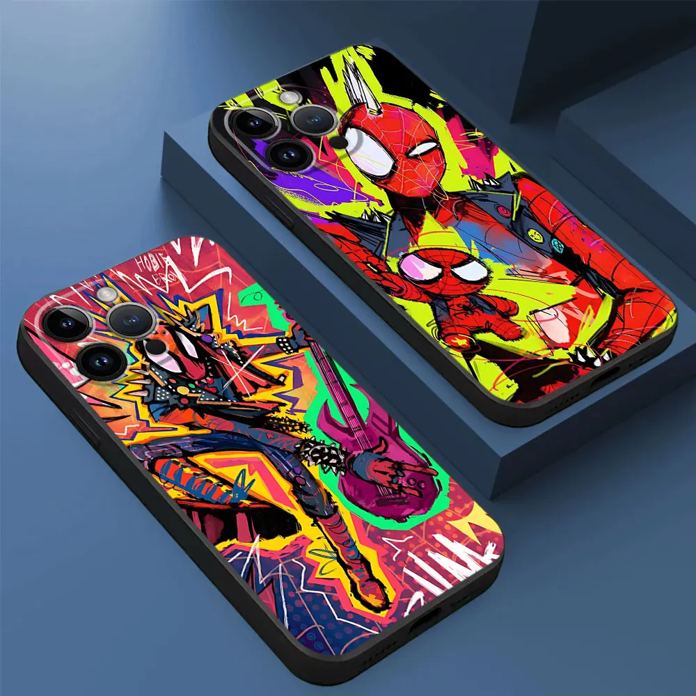 Phone Case for Apple iPhone 11 Pro 13 12 Mini 15 Pro Max SE 7 6s 14 XS X XR 8 Plus TPU Soft Marvel Spider Man Punk Cover Back