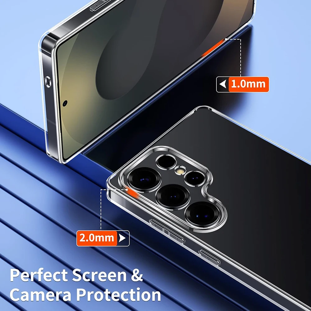 Full Camera Protection Silicone Soft Case For Samsung Galaxy S25 S24 S23 Ultra FE Plus Clear Ultra Thin Back Cover Shell S 25 24
