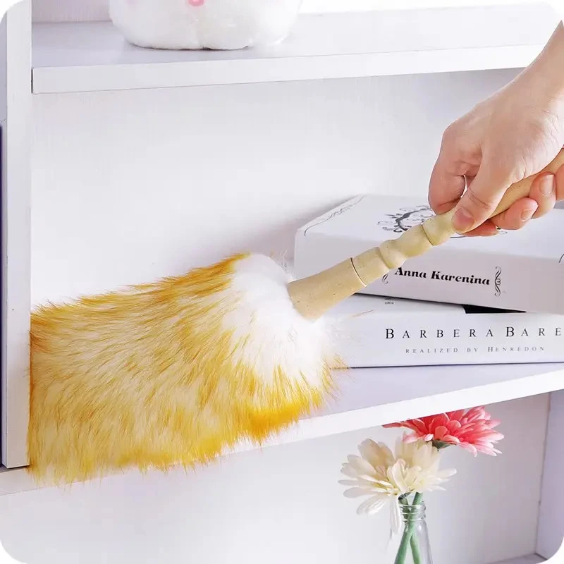 Household Wool Lambswool Feather Brush Duster Dust Cleaning Sofa Car Dust Floor Gap Bendable Brush Home Household Tools