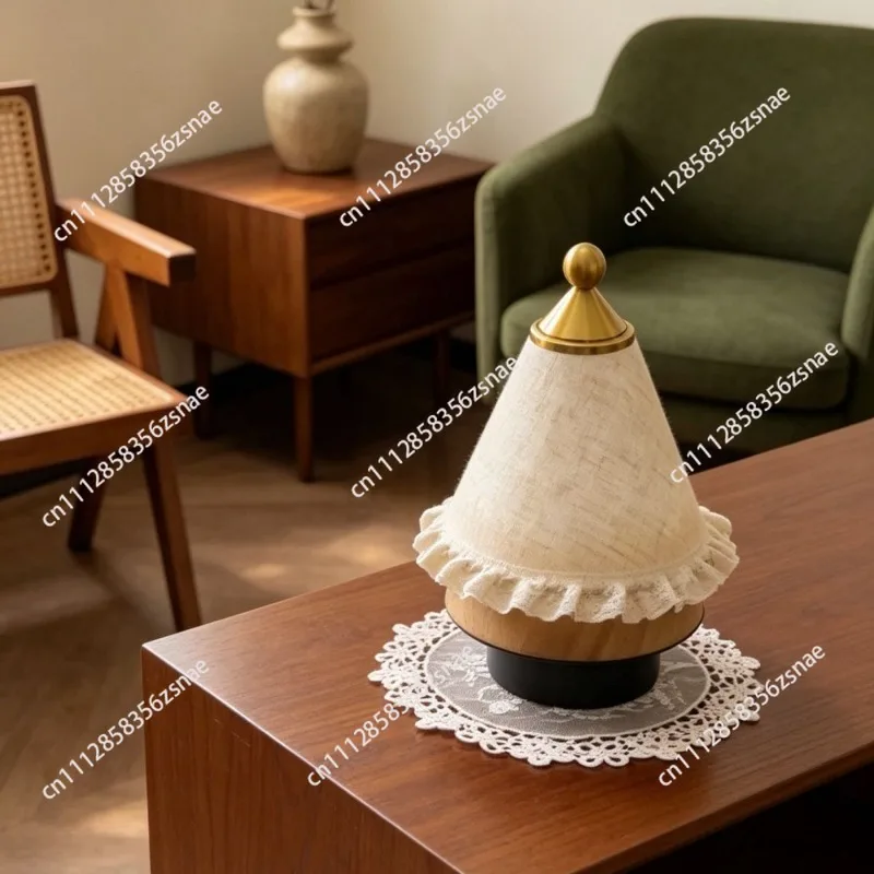 Medieval Christmas table lamp Retro bedroom bedside lamp Log fabric charging Touch desktop decoration Ambient table lamp