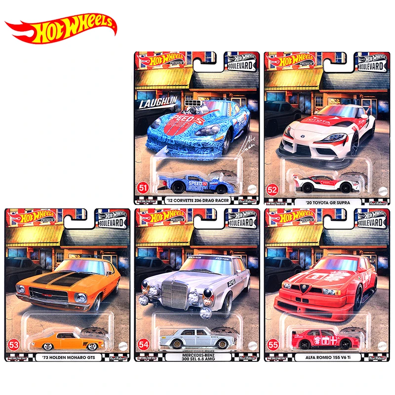 Original Hot Wheels Premium Garden Avenue Car Culture Boulevard Series Drag Racer Supra  Alloy Models Toys for Boys Accessories