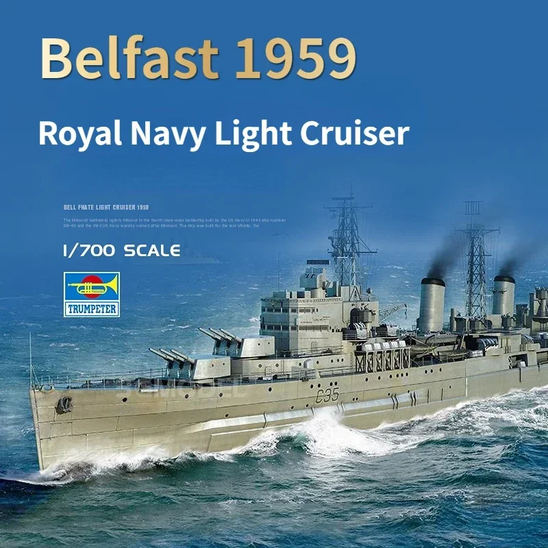 

Trumpeter 06702 Model Ship 1/700 Scale Boat HMS Belfast 1959 Royal Navy Light Cruiser Model Kits for Military Model Hobby DIY