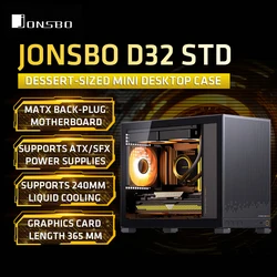 JONSBO D32 STD MATX Desktop Kleine pc-behuizing Transparant moederbord Verstelbaar ATX-vermogen 240 Waterkoeling Zwart Jawaс пк soi
