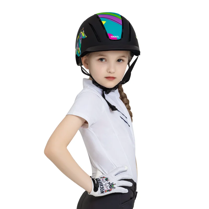 Cavpassion-horse-horse riding gloves for children, white hand protector for riding horses size 6, for boy and girl