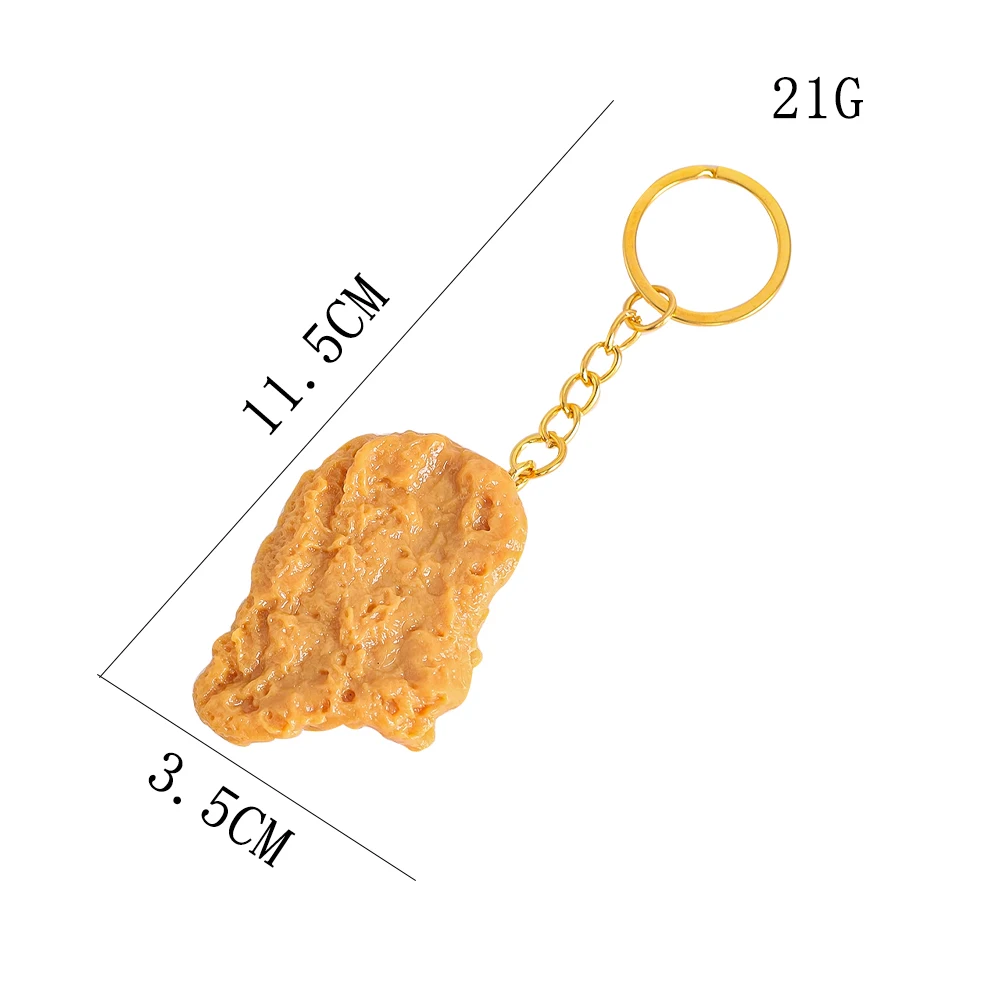 Simulated Fried Chicken Nuggets Keychain Creative Imitation Food Pendant Keychain Vehicle Charms Fun Backpack Pendant Gifts view 3