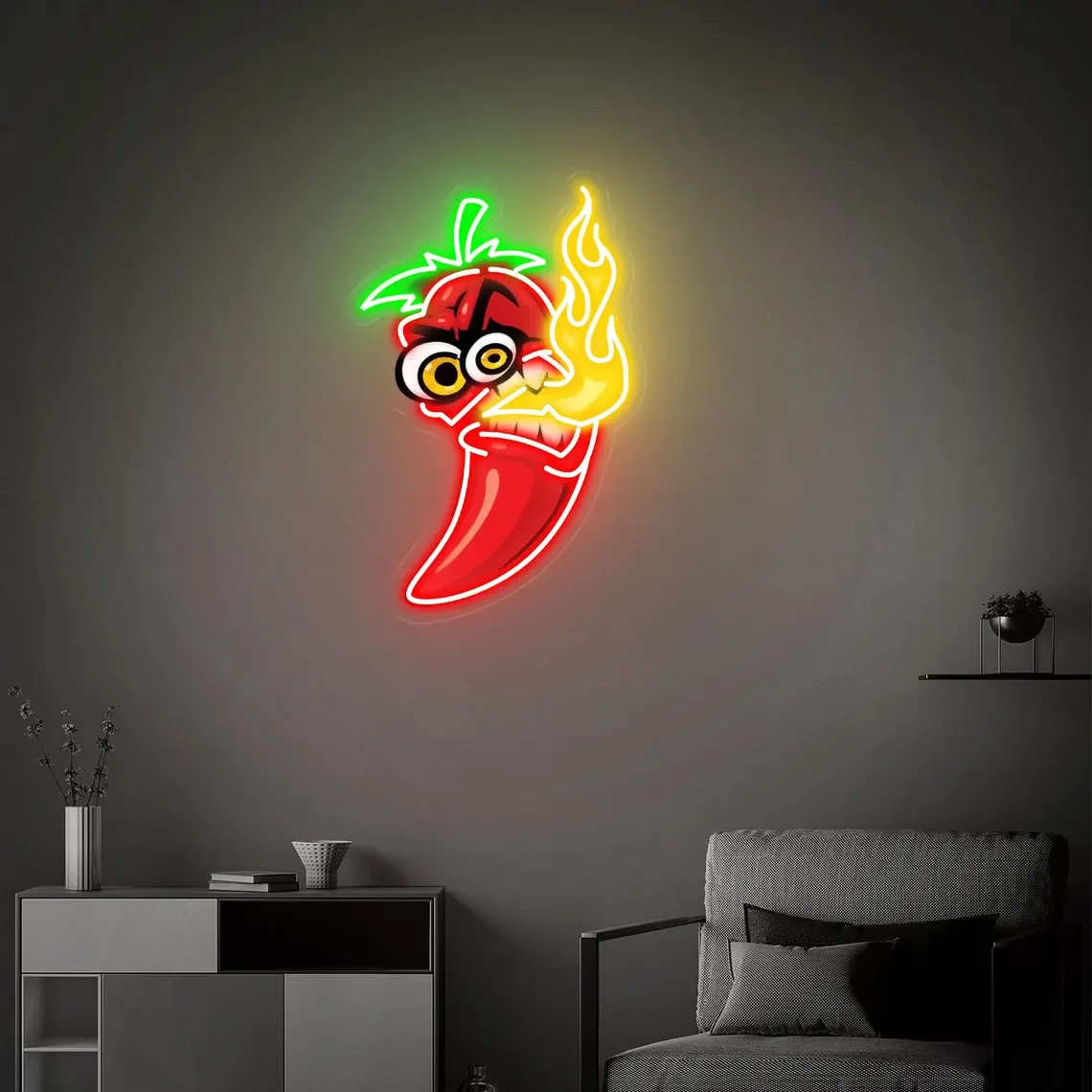 

Chilli Pepper Neon Sign, Chilli Mexican Sign Pepper Sign, Spicy Food Restaurant Decor, Mexican Spicy Food Wall Art