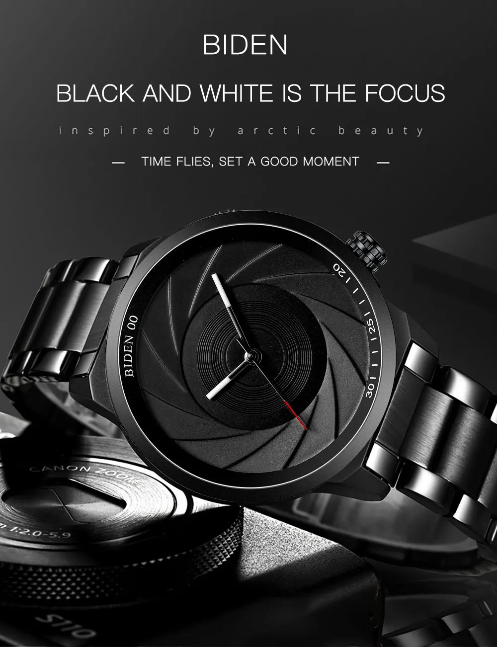 BIDEN men's watches are fashionable, high-end, lightweight, luxurious, multifunctional, waterproof, quartz watches with solid st