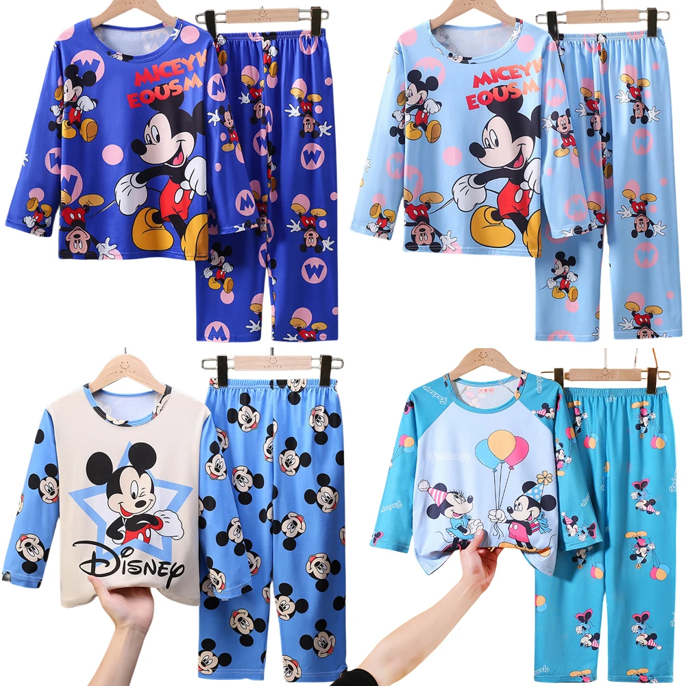 New Spring Autumn Children\'s Clothing Sets Mickey Boy Sleepwear Long sleeved pants Clothes Kids Pajamas Set Baby Girls Pyjamas