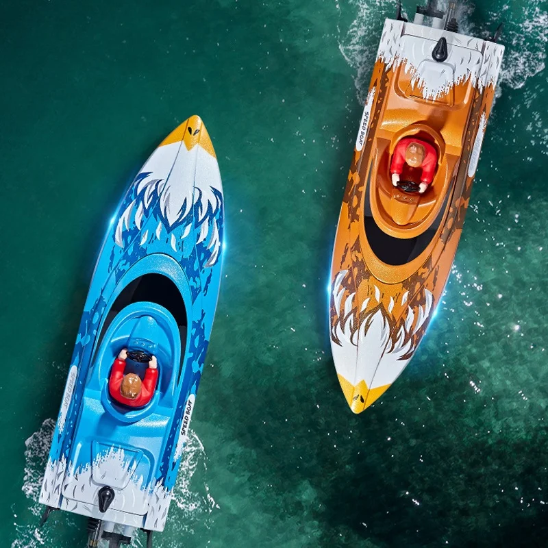 

Cross border HJ822 remote control boat, fast boat with lights 2.4G high-speed remote control boat, children's water toy boat