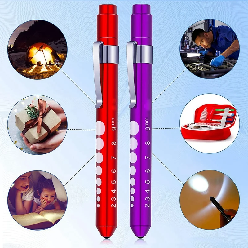 Caneta de luz enfermeira led reutilizável penlight com medidor de pupila para enfermeira estudantes médicos uso diário