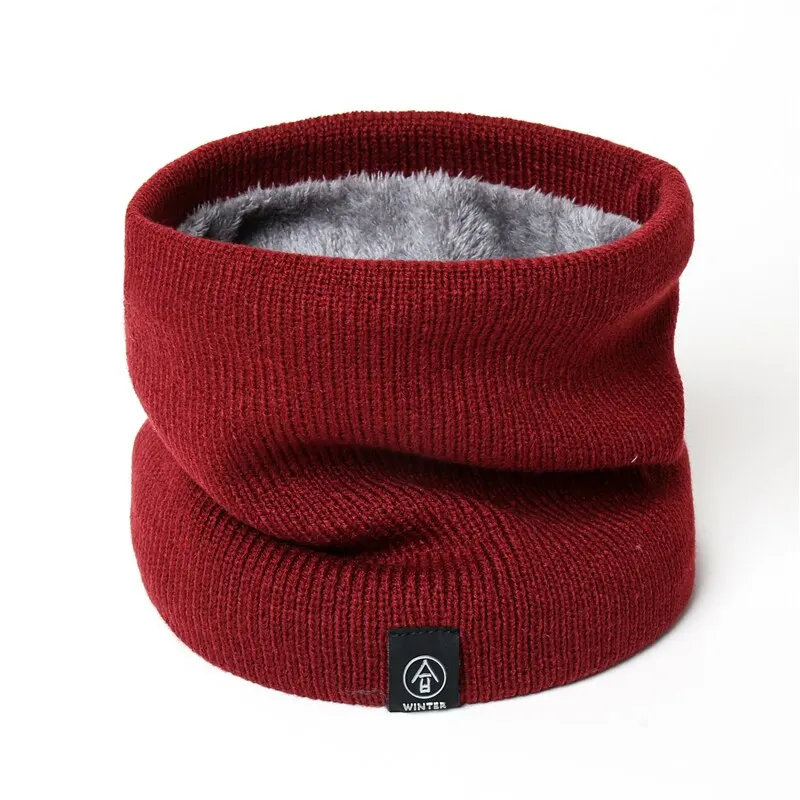 Winter Warm Knitted Ring Scarf For Women Men Plush Full Mask Tutdoor Cashmere Solid Snood Neck Scarves Thick Bufanda Muffler