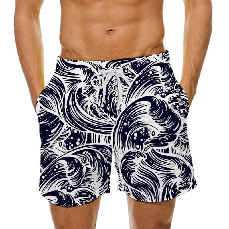 

Man's Beach Shorts Swim Sportswear Boardshort Wave 3D Printed Fitness Short Pants Male Oversized Gym Trunks Surf Board Swimsuit