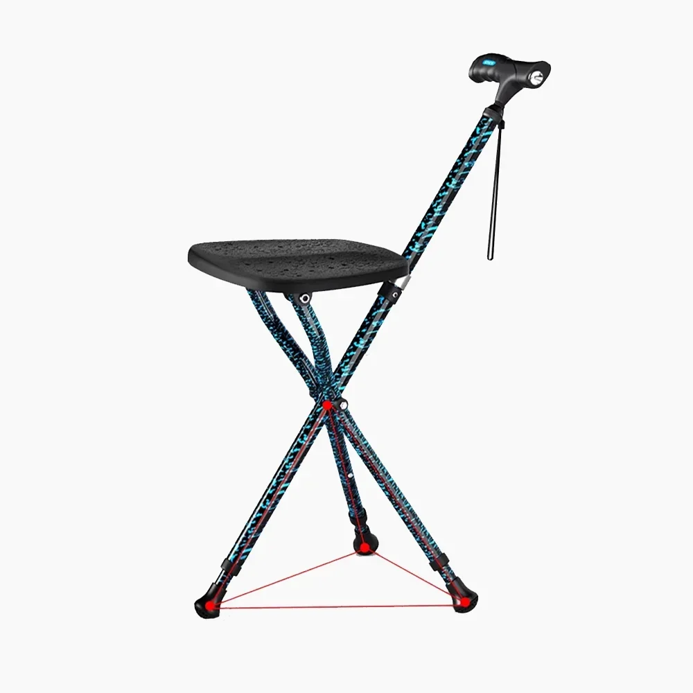 Old Man Crutches Stool Dual Purpose Folding Portable Non-slip Rehabilitation Walking Cane Walker Ankle Injury Walker