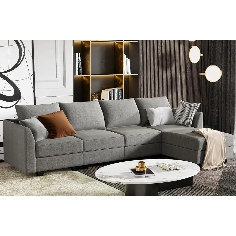 

Living Room Sofa, Convertible, Modern L-shaped Sofa with Reversible Chain, with Storage Seat, Modular Sectional Couch