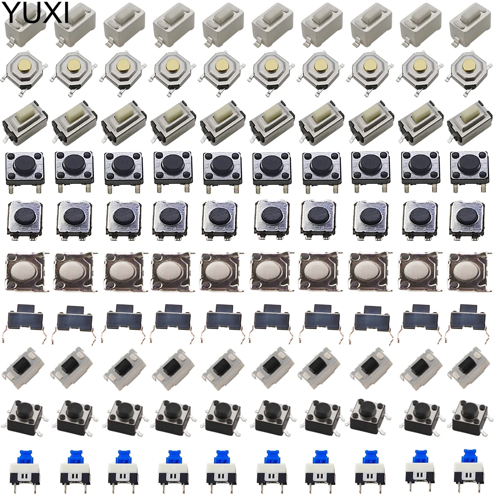 YUXI 10PCS 10 Types Tactile Push Button Touch Switch Remote Keys Button Microswitch DIY Tool Accessories