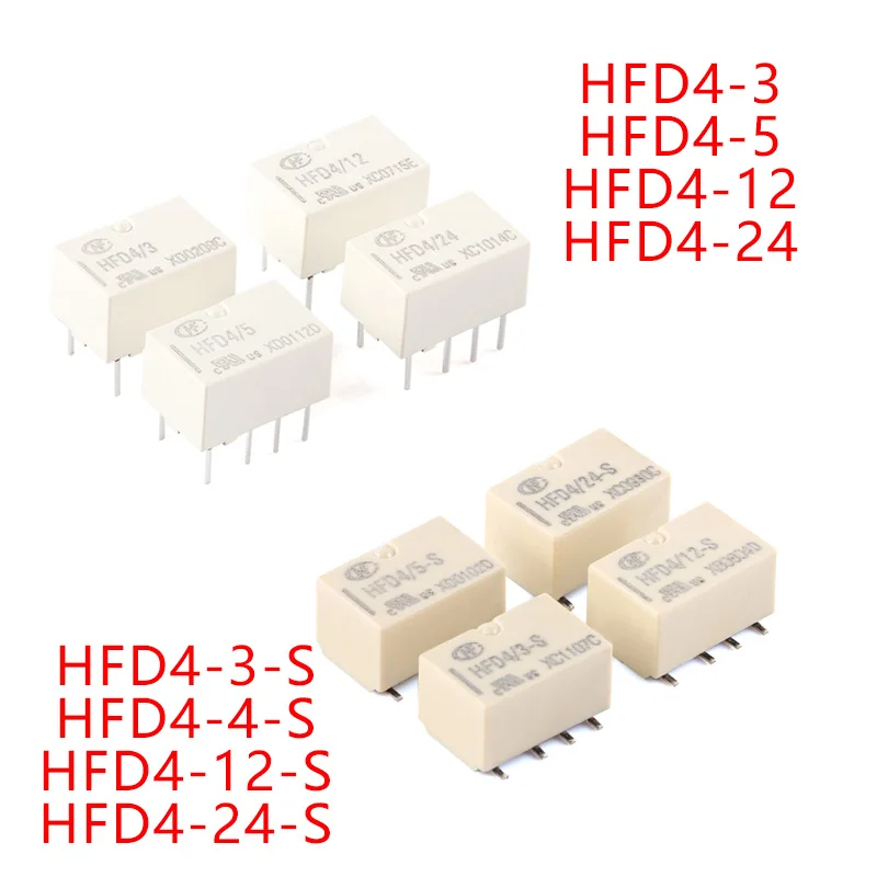 

2PCS HFD4-3V 5V 12V 24V 8Pin DIP Relay SR HFD4-3-S HFD4-4.5-S HFD4-5-S HFD4-12-S HFD4-24-S SMD 2A HFD4 Relay