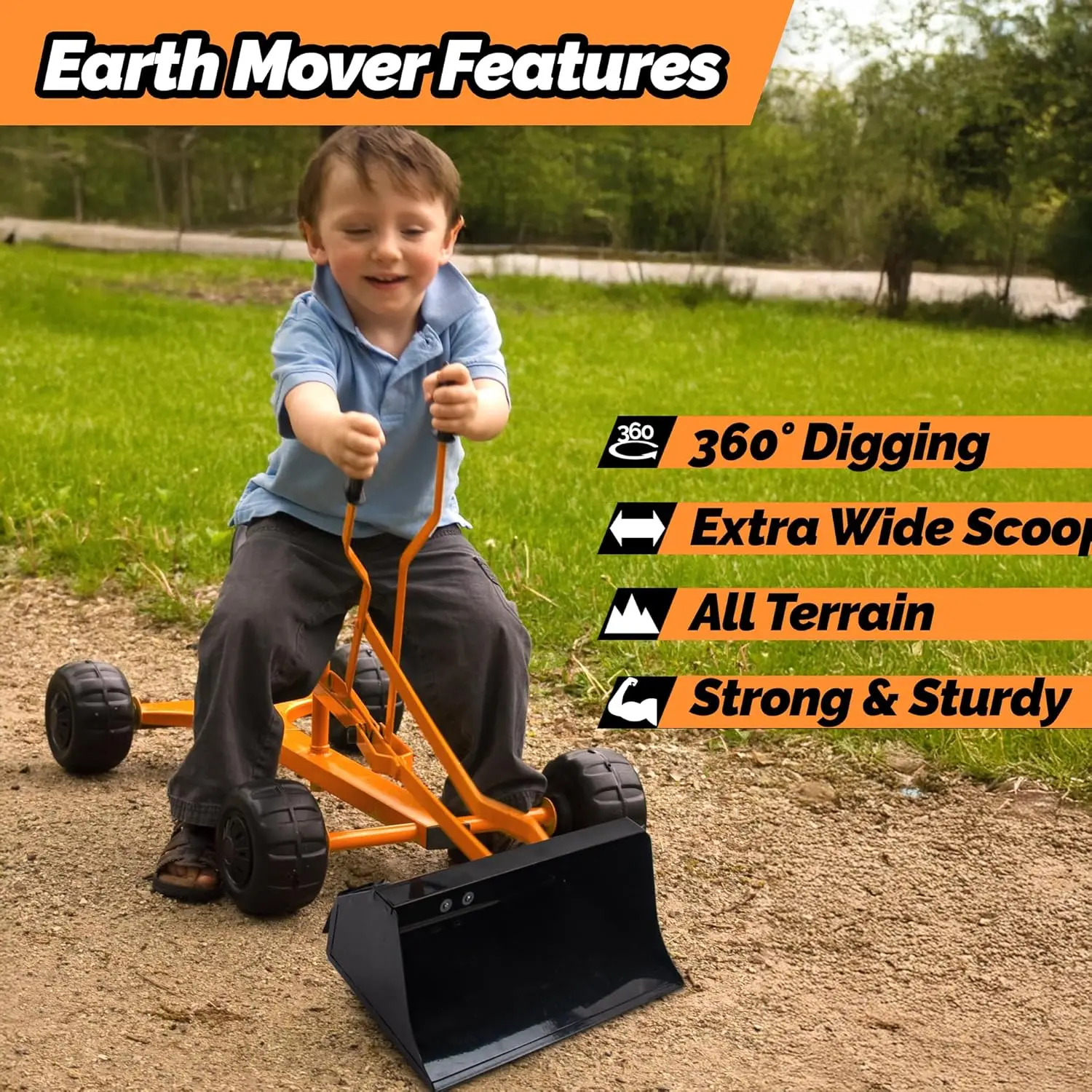 Excavadora de arena de Metal Original para niños, excavadora con asiento de 360 °, diseño de cubo Extra ancho patentado por EE. UU.