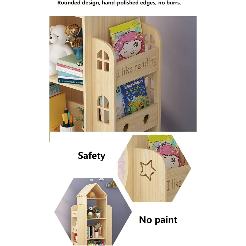 Heehee Rotating Bookshelf 360 Display Floor Standing Bookcase Storage Rack for Kids Children's bookshelf, Book Display Stand,