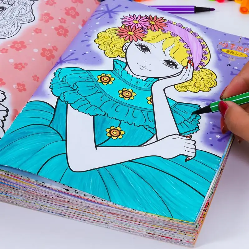 Livre de coloriage de princesse, éducation précoce, puzzle, graffiti, coloriage, livre d'images d'illumination, alth, 6, nettoyage, 3-6 ans