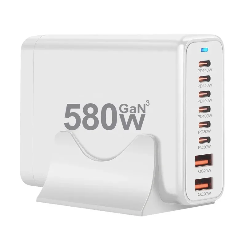 Новое настольное 8-портовое зарядное устройство из нитрида галлия (GaN), мощностью 580 Вт, USB/тип C, специальное трансграничное зарядное устройство для мобильного телефона GaN Новое настольное 8-портовое зарядное устройство из нитрида галлия (GaN), мощностью 580 Вт, USB/тип C, специальное трансграничное зарядное устройство для мобильного телефона GaN