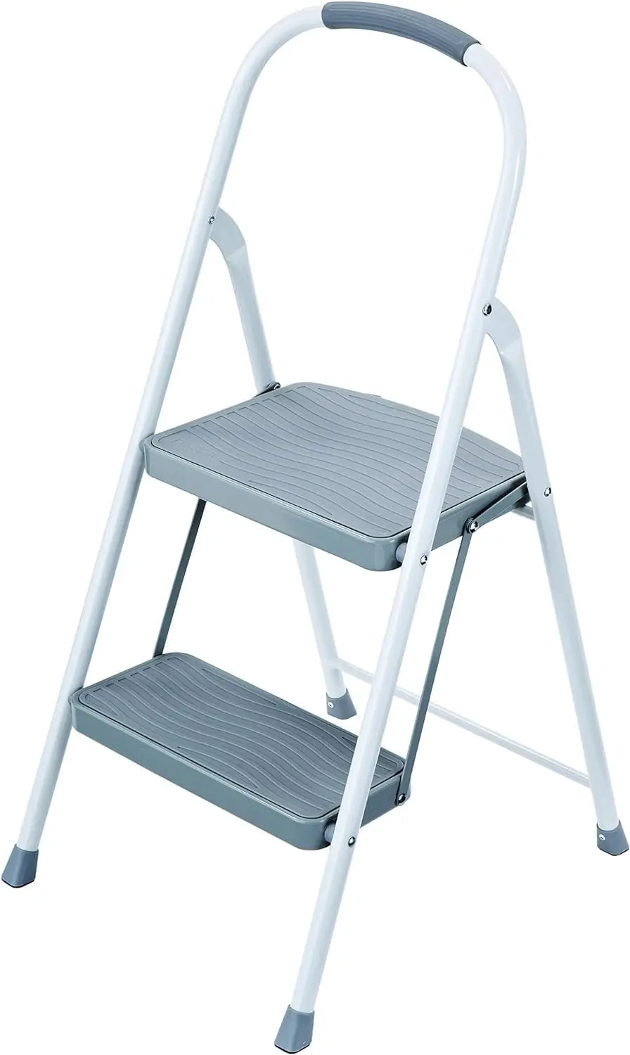 

2-Step Steel Step Stool with Hand Grip, ANSI Type 2 Duty Rating, 225 lb Capacity, White - Sturdy & Portable