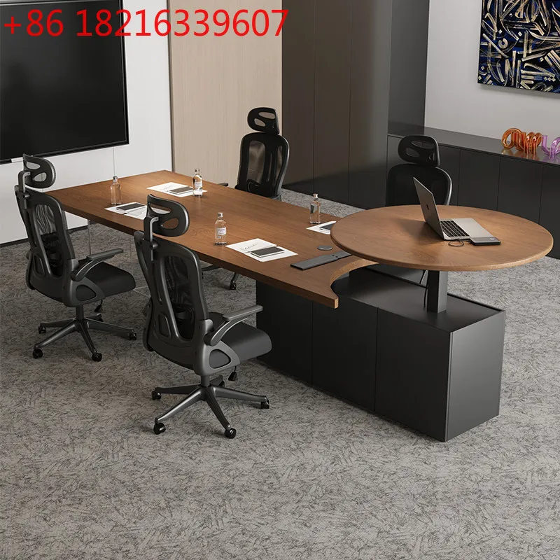 YAO semi-circular solid wood 10-person large conference table light luxury high-end electric lifting desk creativity