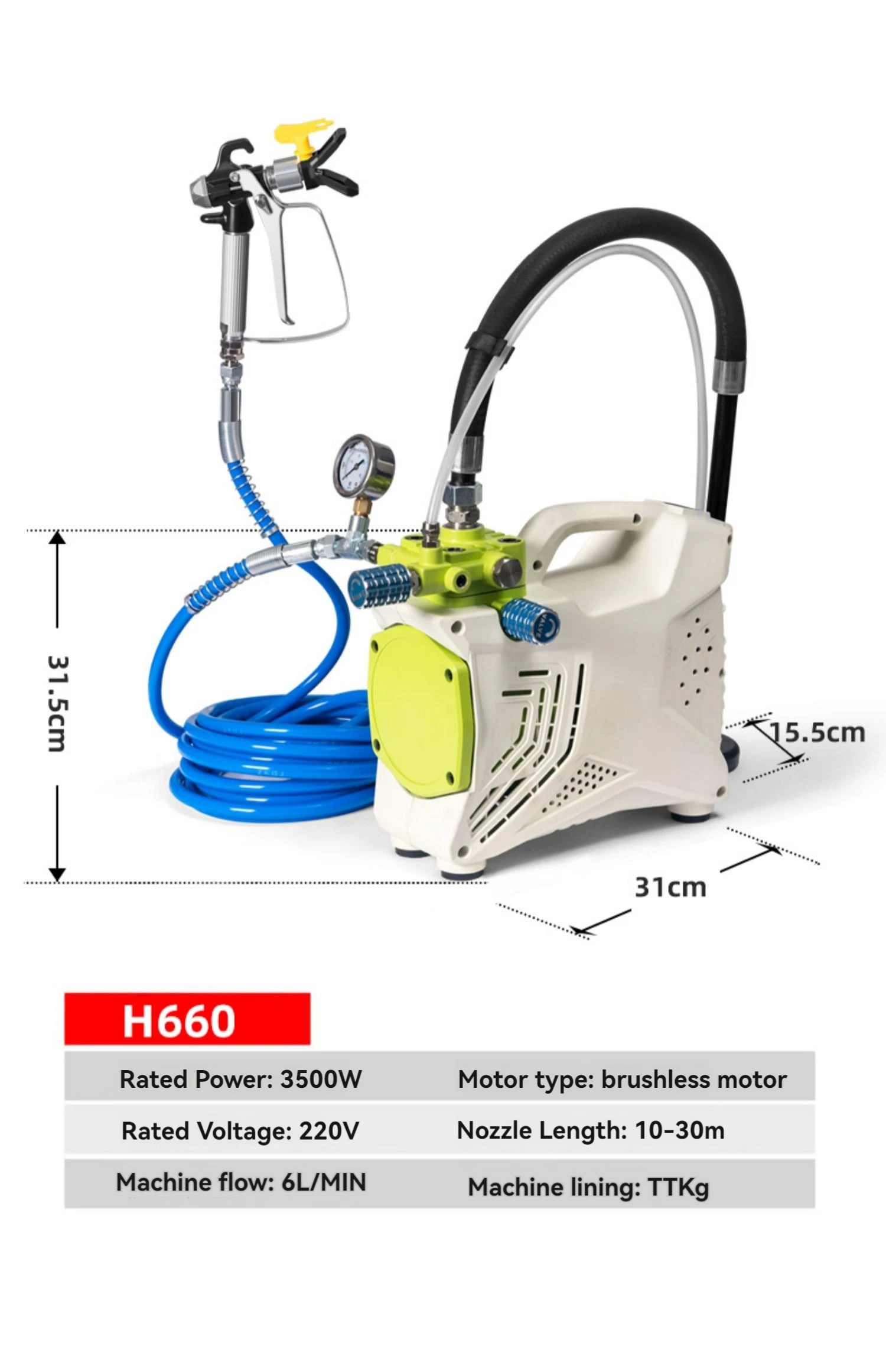 High-pressure Airless Spraying Machine Brushless Handheld Latex Paint Paint Coating Color Steel Tile Paint Spraying Machine