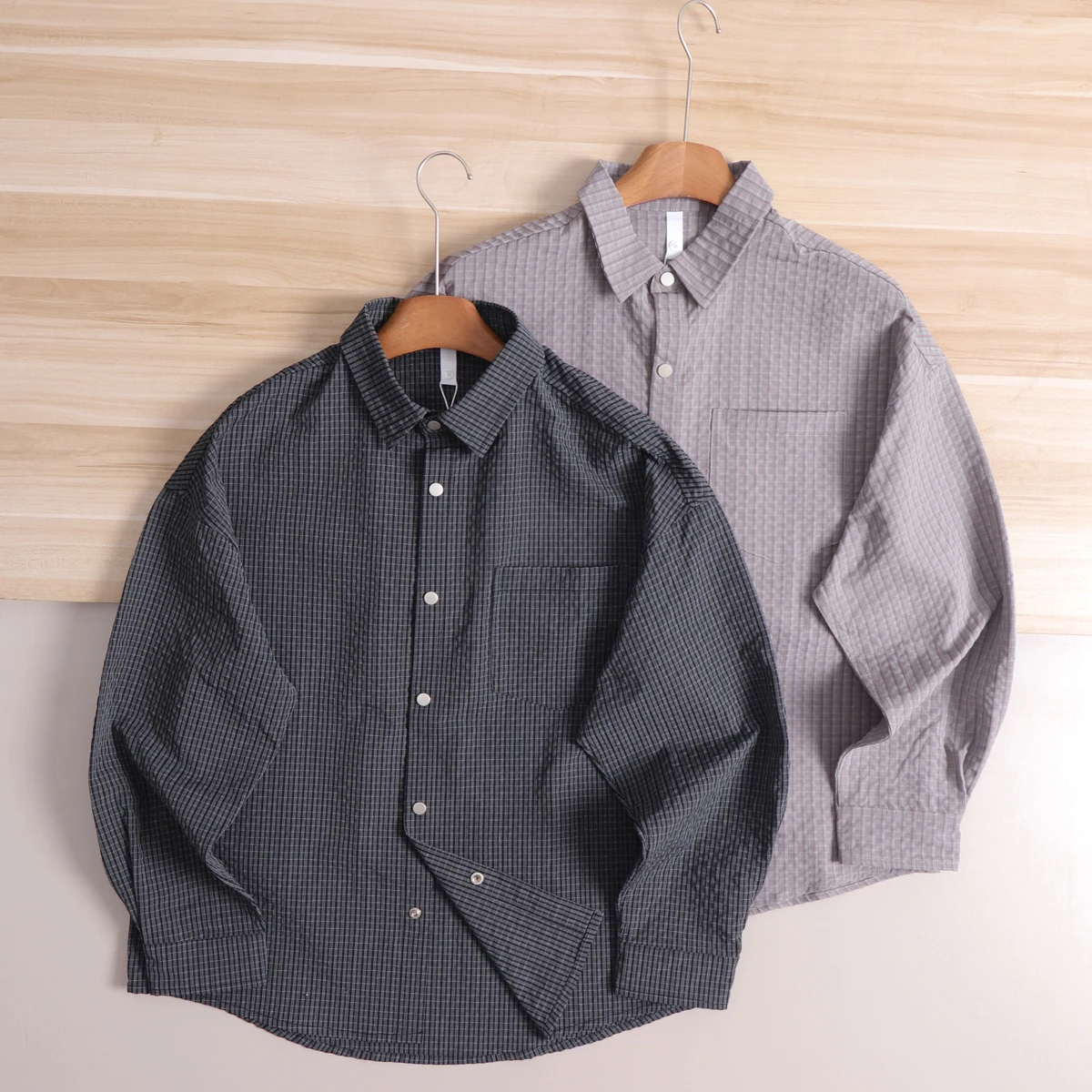 Functionality Style! Bubble Cloth Texture! Comfortable Breathable! Autumn Men's Loose Long Sleeve Shirt Jacket Trendy