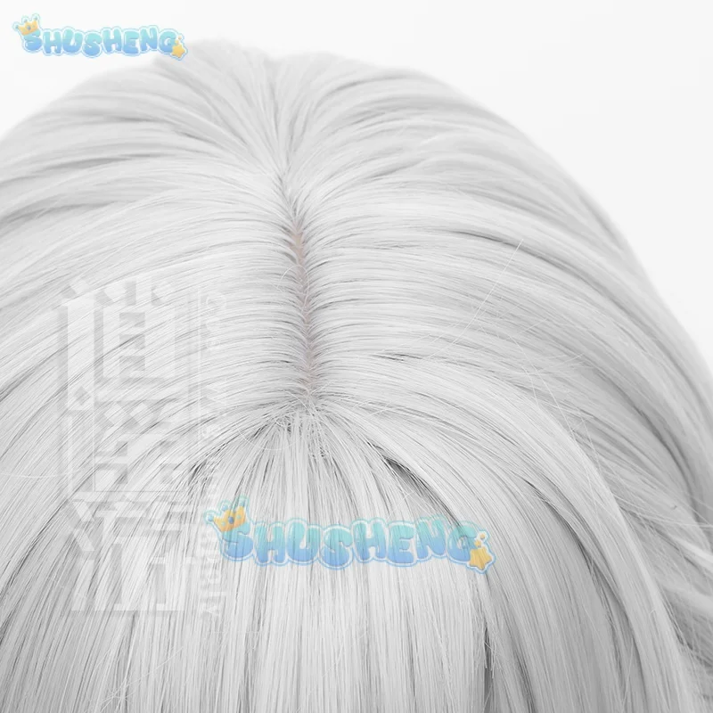 شعر مستعار تنكري لأمواج سانهوا للنساء ، رمادي فضي ، شعر قصير ، مرنان طفرات جليس ، جينسي جينزو ، حفلة الهالوين ، 45
