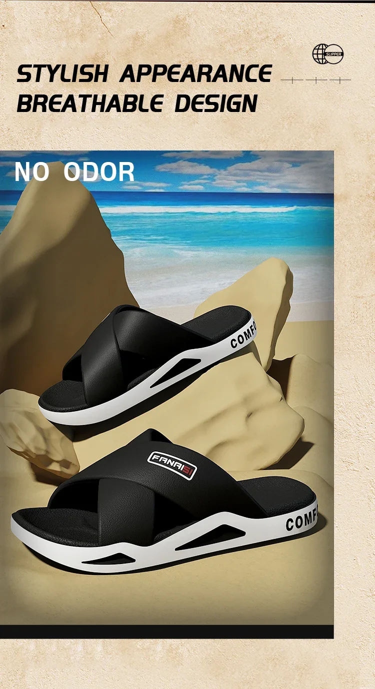 SHAJI Herren Kreuzriemen-Sandalen mit Offener Zehenpartie, Rutschfeste Bade- und Duschpantoffeln für Strand, Schwimmen & Outdoor-Spaziergänge, Modische Fußbekleidung – Detail 4