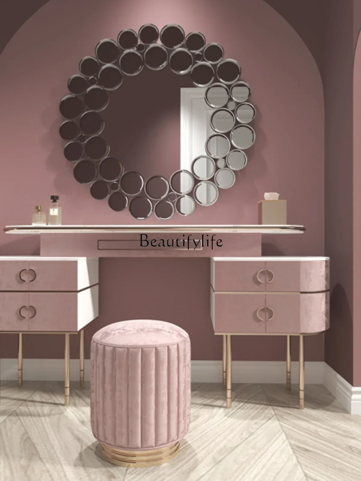 FGMinimalist light luxury girl room desktop vanity mirror porch decoration perforated bathroom mirror