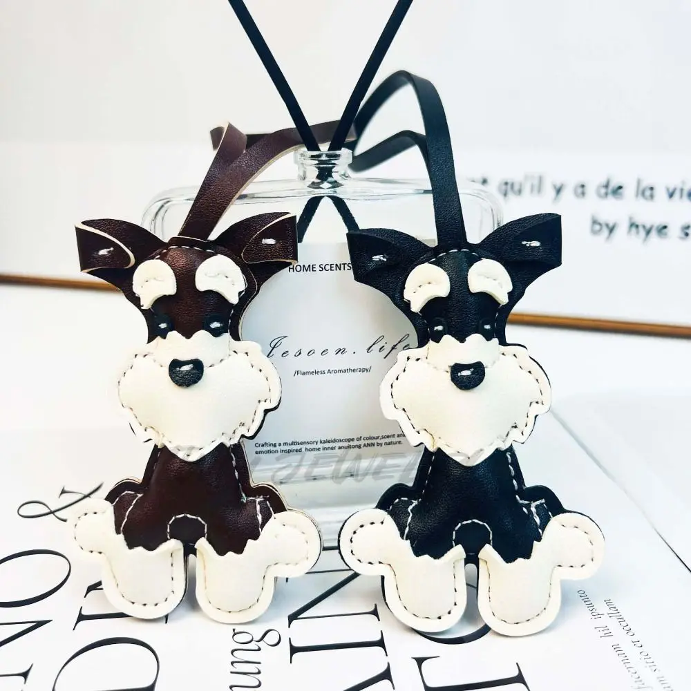 Multi-color PU Leather Schnauzer Keychain Cute Puppy Dog PU Leather Hanger Animal Fashion Bag Pendant Women