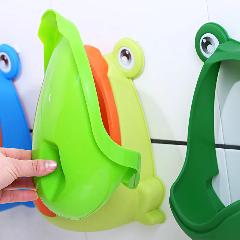 Potty higiênico de plástico montado na parede para crianças, sapo bonito, pote de treinamento para crianças e bebê, potty para meninos, pee stand