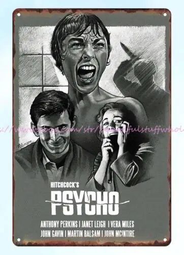 man cave garage decor Psycho horror movie poster metal tin sign